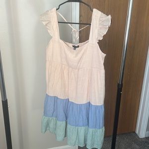 Dress with blue and green skirt